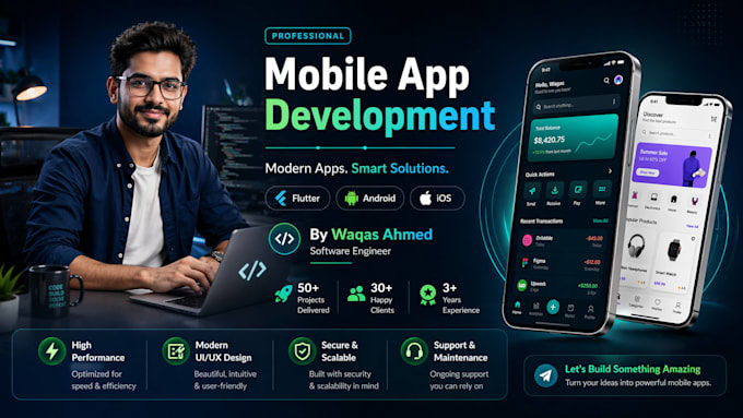 develop mobile app for andorid, ios using flutter