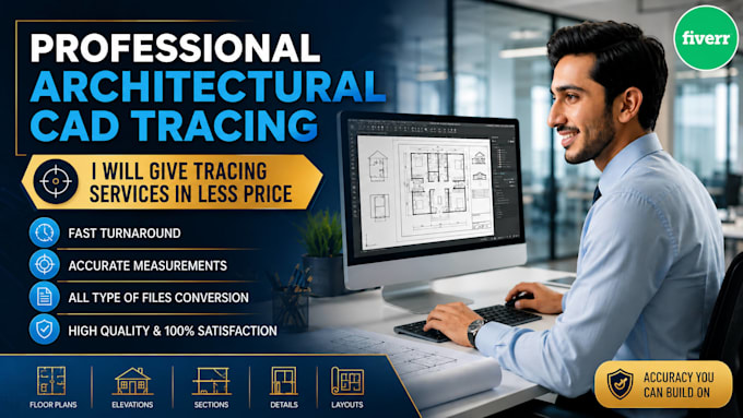 do architectural cad tracing in less price