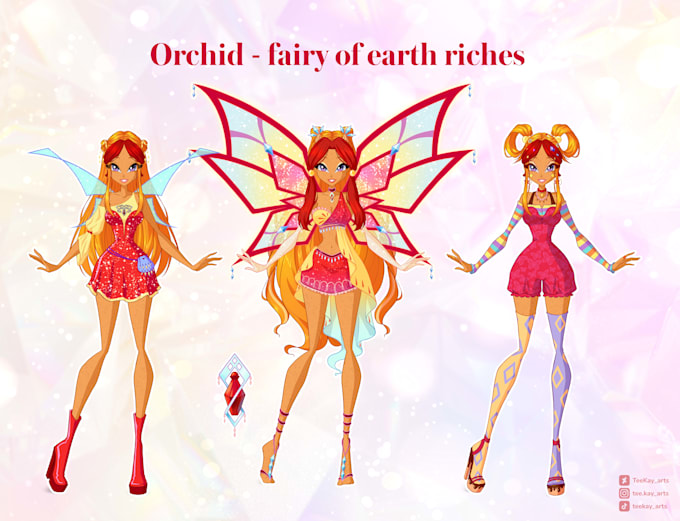 draw a design sheet of winx transformation