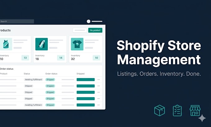 manage your shopify store, product listings, and order processing