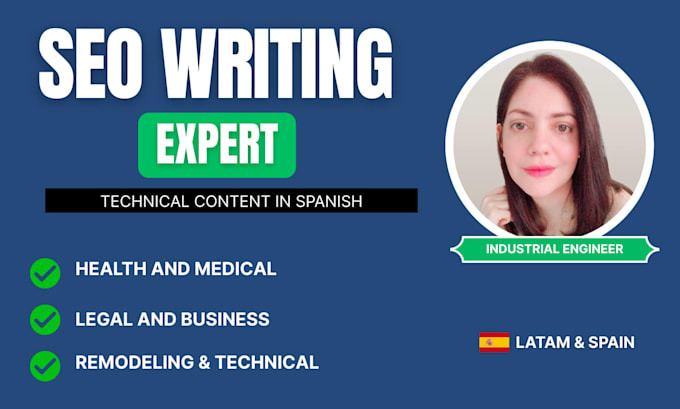write expert SEO writing and technical content in spanish