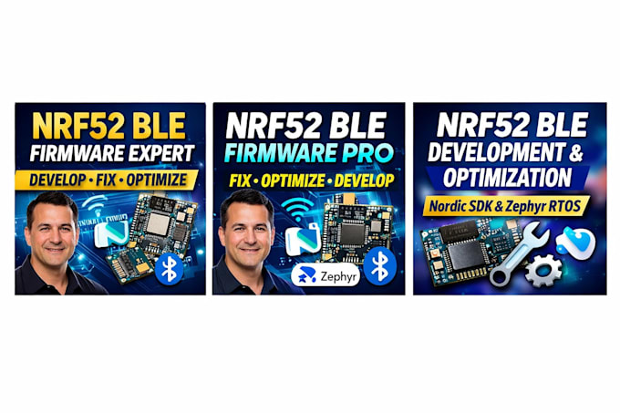 develop, fix and optimize nrf52 ble firmware using nordic sdk and zephyr rtos