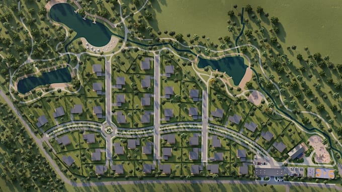 redraw city map design,community master plan, residential property layout,render