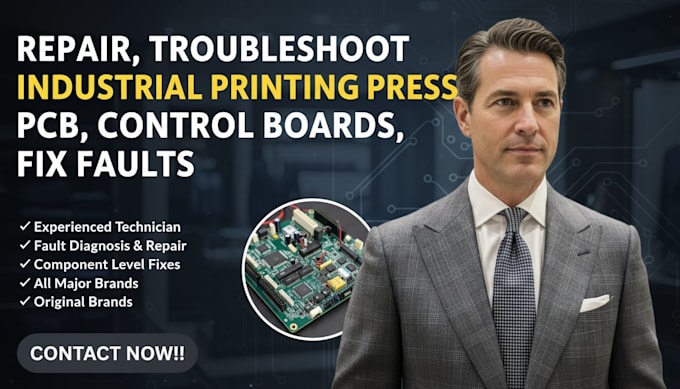repair, troubleshoot industrial printing press pcb, control boards, fix faults