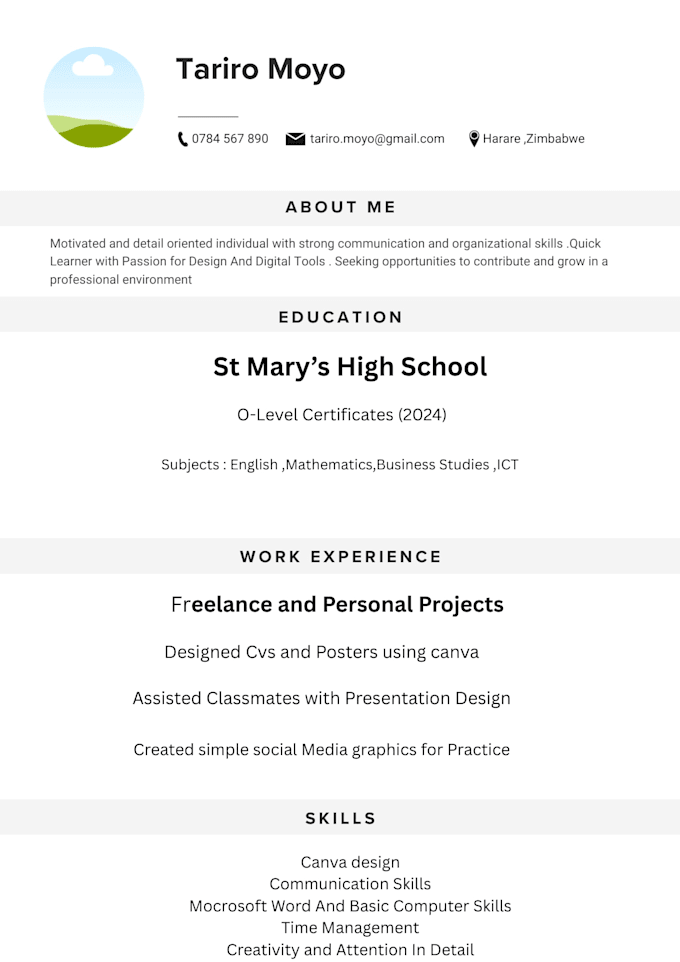design a professional CV or resume using canva