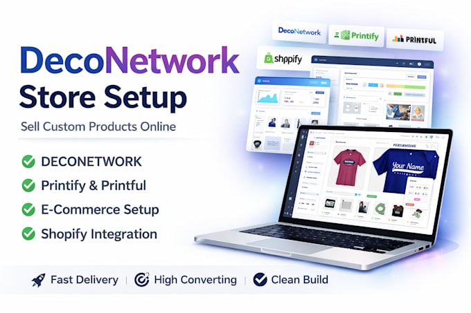 setup deconetwork store printify printshop shopline teeinblue customily printful