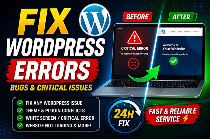 fix wordpress errors, bugs and critical issues in 24 hours