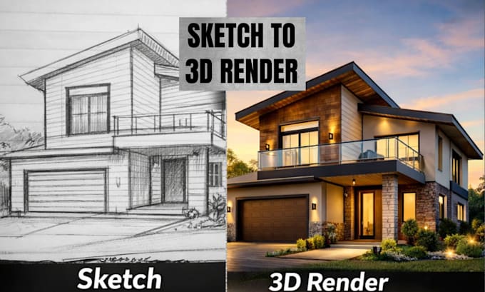 convert sketch to 3d model and photorealistic rendering
