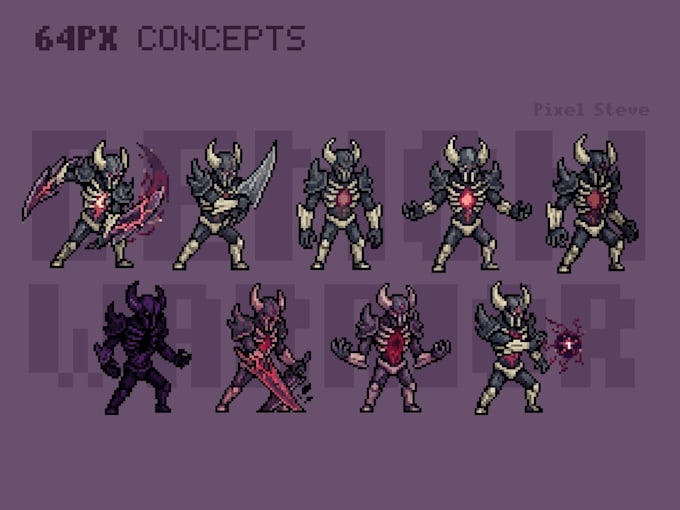 pixel art bosses, characters and sprite animations