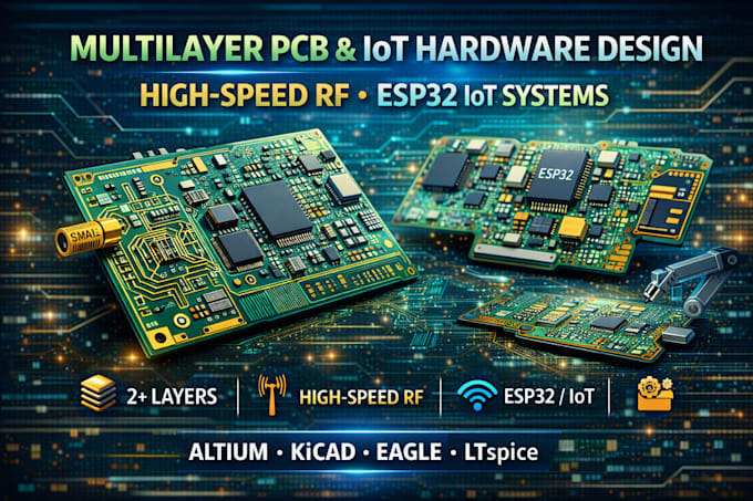 design multilayer pcb, high speed pcb, rf, esp32 iot systems