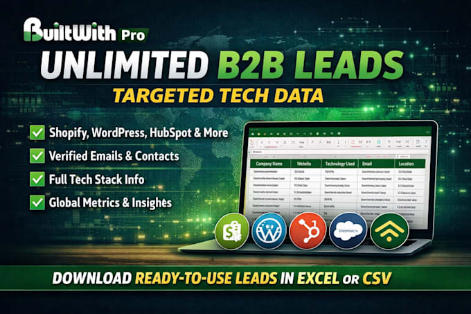 provide shopify or any tech stack reports using builtwith pro