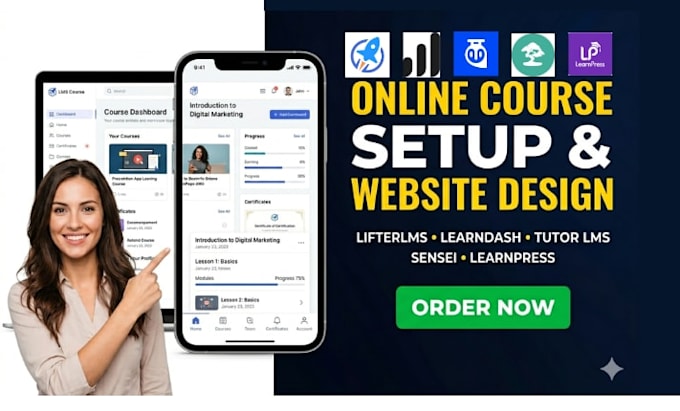 setup online course lifterlms sensei lms learnpress learndash tutor lms website