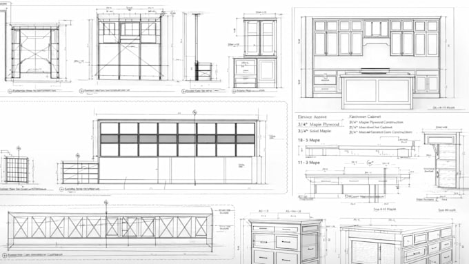 Millwork-shopzeichnungen für deine küchen-schränke waschtischmöbel und ...