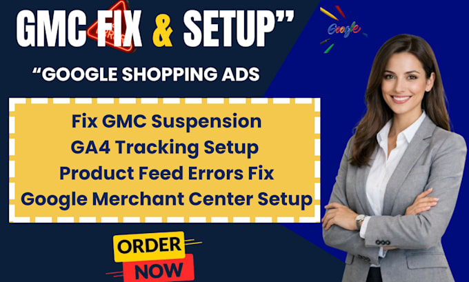 setup gmc shopping ads gmb google maps ga4 fix product feed errors suspention