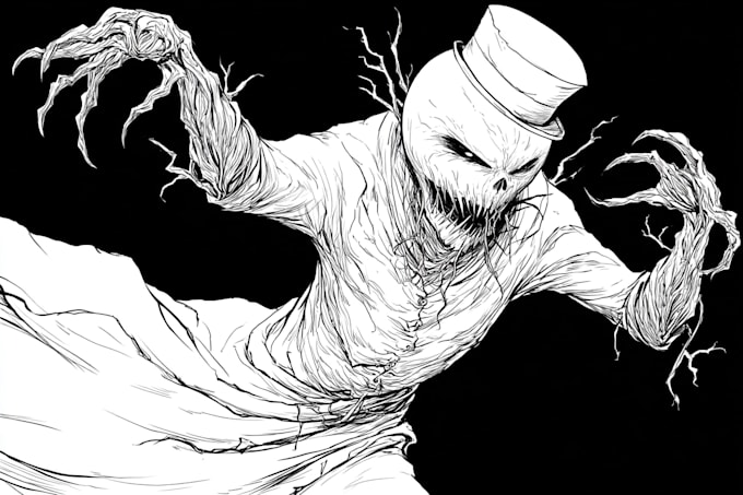 draw black and white sketch illustration