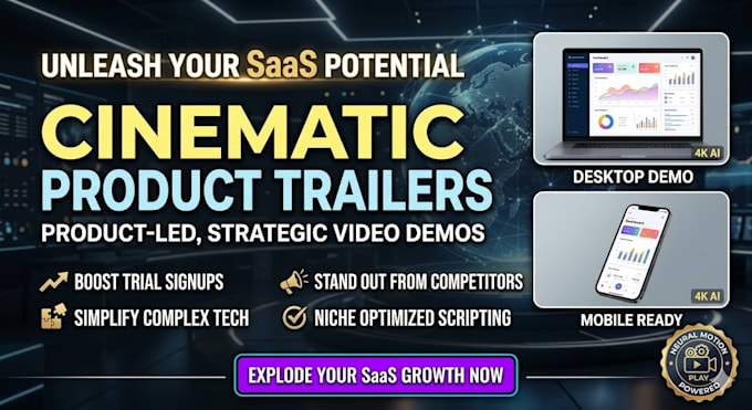 create a cinematic saas product trailer and software walkthrough