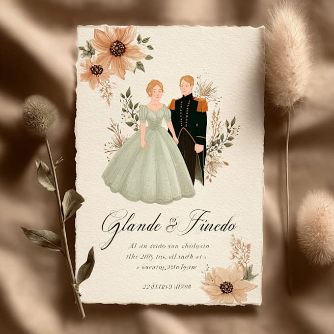 design you a romantic custom wedding invitation