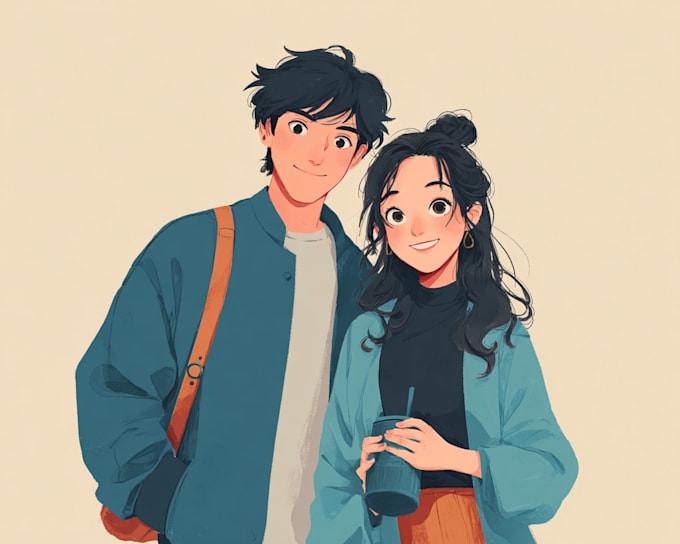 draw anime couple illustration