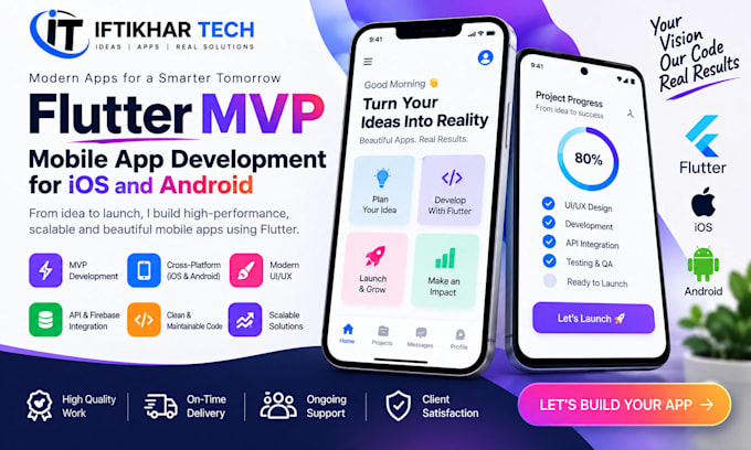 develop flutter mvp app for ios and android mobile app development