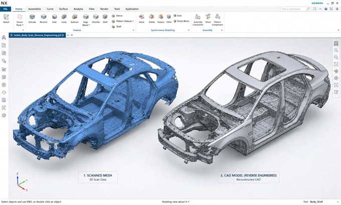 do reverse engineering from 3d scan to solid cad model and repair fix stl file