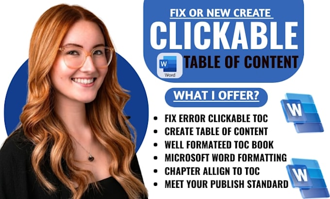 create advance clickable table of content for book, document using microsoft