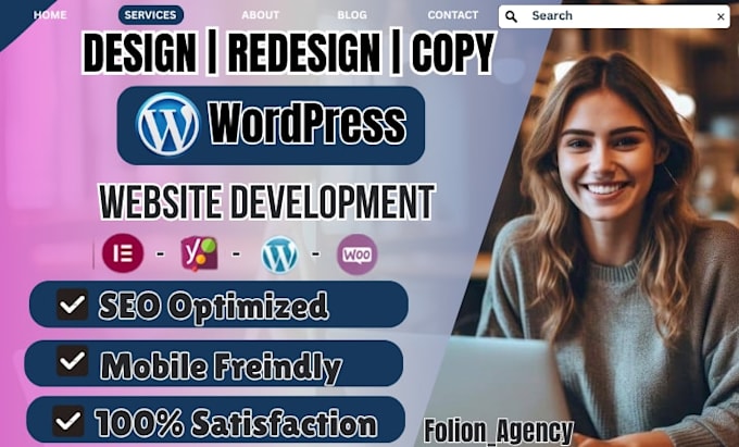 build, design or redesign responsive wordpress website, copy, clone wordpress