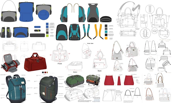do professional bag design, handbag backpack tech packs ready for manufacturing