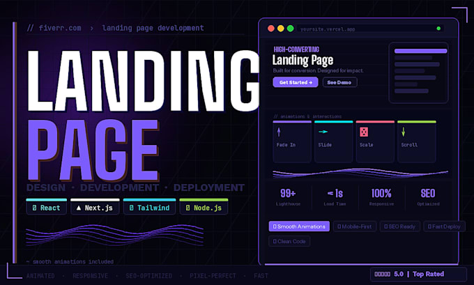 design and develop a high converting landing page in react or nextjs