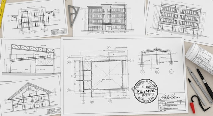 do structural engineer pe stamp  permit drawing for  usa
