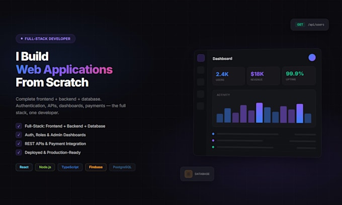 build a full stack web app with dashboard and backend