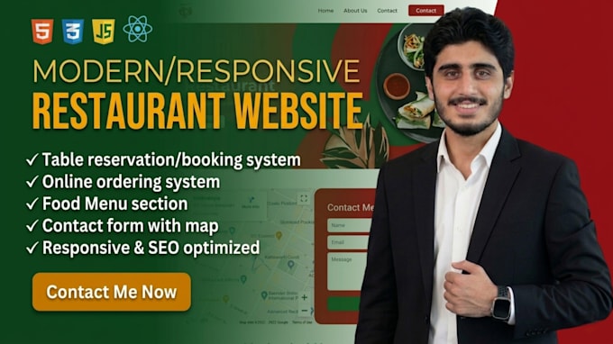 design restaurant or cafe website with ordering and reservation system
