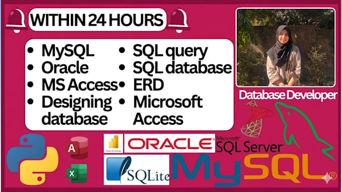 design erd, database oracle, mysql, mssql, sql server, write sql query