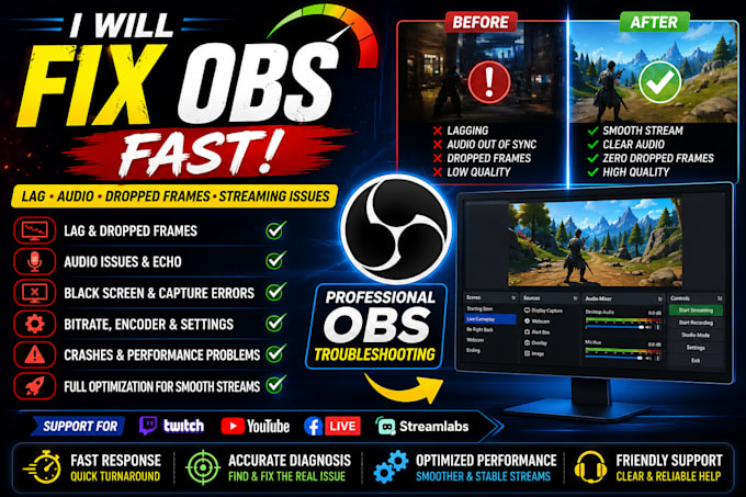 fix obs studio lag audio issues dropped frames and streaming problems fast