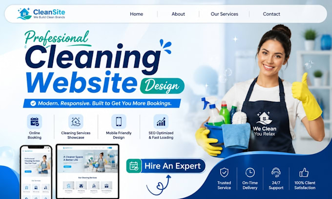 cleaning service website, booking koala, house office cleaning business website