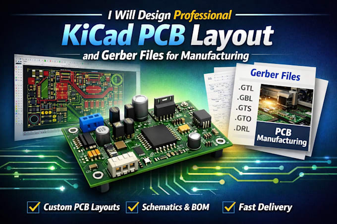 design professional kicad pcb layout and gerber files for manufacturing