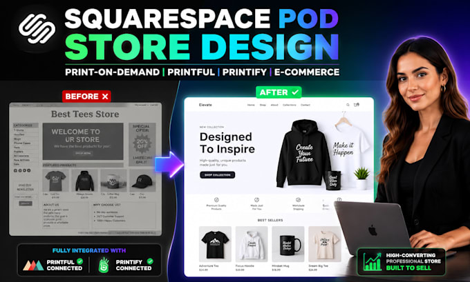 build a squarespace print on demand store with printful or printify integration