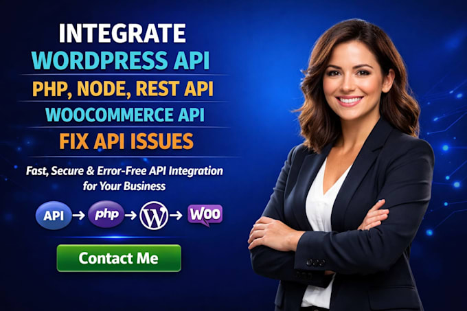 Intégrer l'api wordpress, php, node, rest api, woocommerce api ...