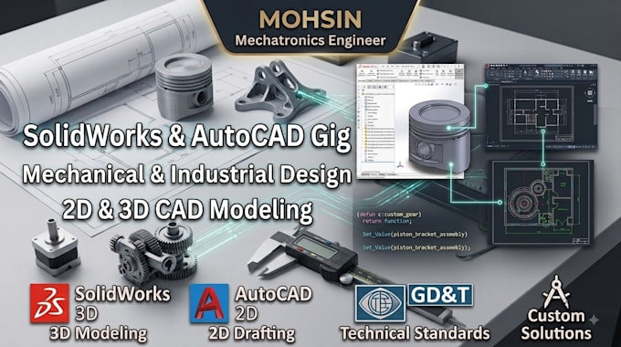 design and create 3d cad models , technical drawings using solidworks