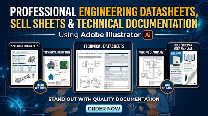 design a technical product datasheet and sell specification sheet