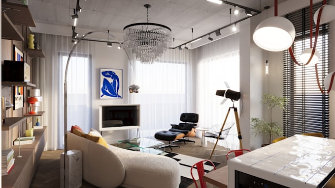 create 3d interior renders and interior design for homes airbnb cafe real estate