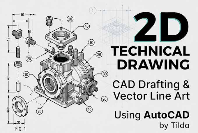 Do 2d technical drawing, cad drafting ,vector line drawing using ...