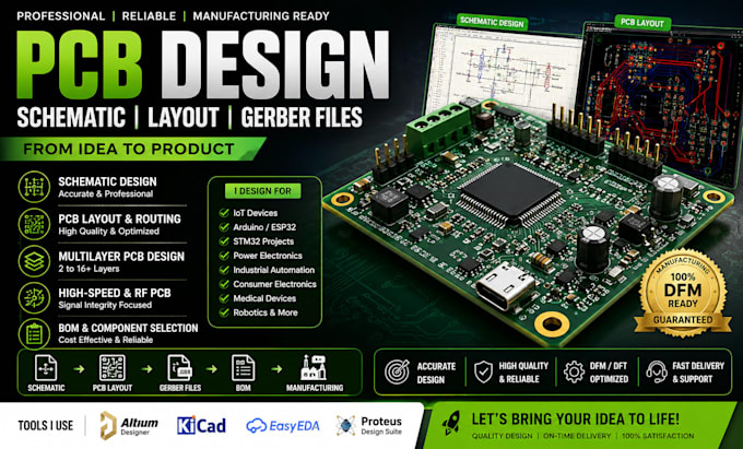 design pcb design, schematic, multilayer pcb, hardware design and gerber files