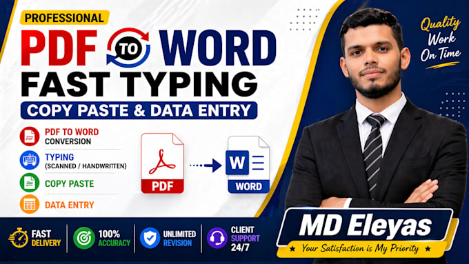convert PDF to word do typing handwriting professionally
