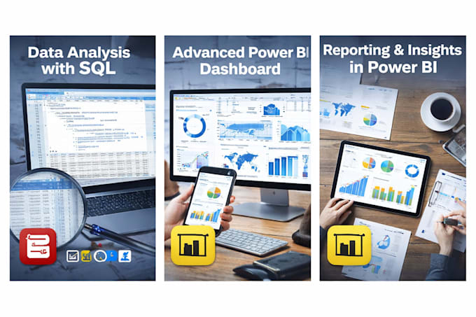 do sql data analysis and create professional power bi dashboards