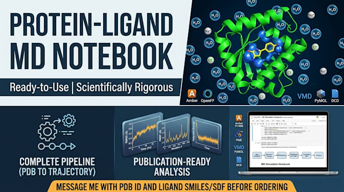 create professional protein ligand molecular dynamics notebook