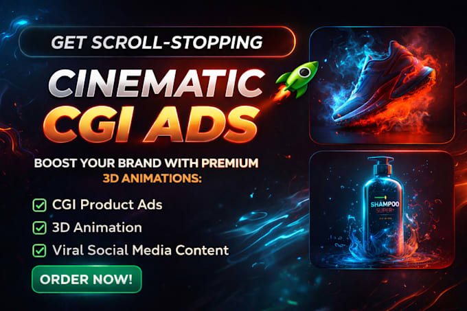 create cinematic cgi ads and 3d product animation video