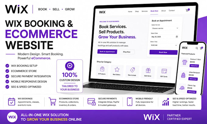 build a wix booking website and wix ecommerce store and wix studio