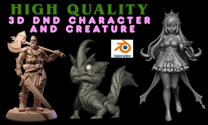 sculpt 3d dnd, 3d characters, figurine, 3d creatures model stl for 3d printing
