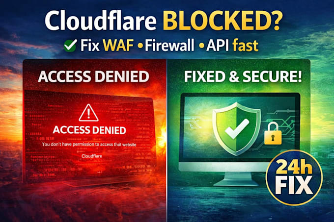 cloudflare blocking your site I fix errors, waf, firewall and API fast