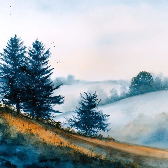 do creative watercolor landscape art